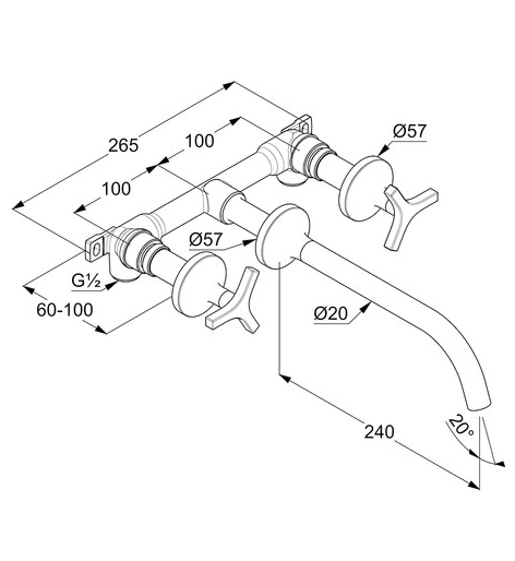 Смеситель KLUDI NOVA FONTE D?co 201460539 для раковины настенный встраиваемый со скрытой частью