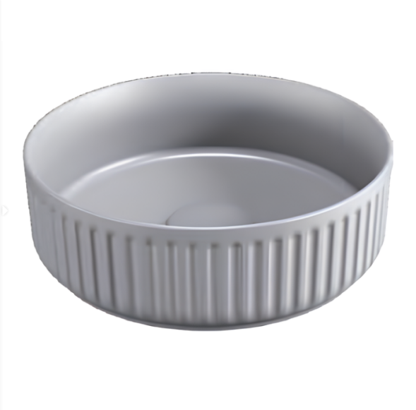 Раковина накладная ISVEA Infinity Ion круглая 36см, без отв. под смеситель цвет серый бетон матовый 10NF66036-2V