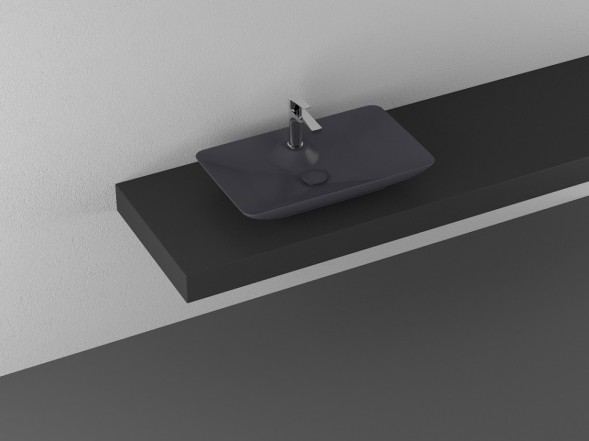 Раковина ISVEA SistemaY Clear накладная ШГВ 644*395*125 отверстия для смесителя 1 цвет антрацит матовый 10SY50065-2C