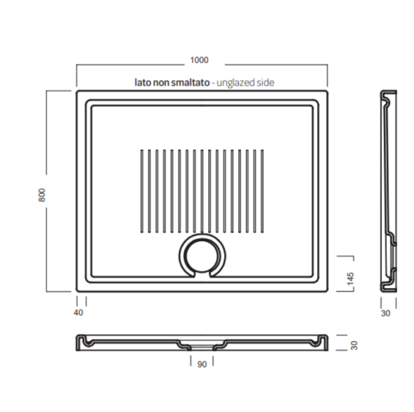 Поддон HATRIA LIF H3 SBY1ZY01 напольный или встраиваемый в пол 100х80х3 см цвет белый