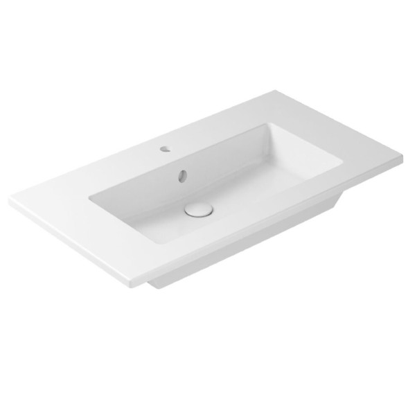 Раковина GALASSIA PLUS DESIGN 2032 подвесная или встраиваемая сверху с одним отверстием с переливом цвет белый глянцевый