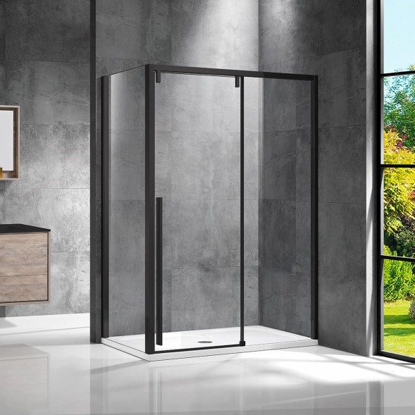 Vincea Душевой уголок Лугано (Lugano) VSR-1L1013CLB-1 1300*1000, черный, стекло прозрачное