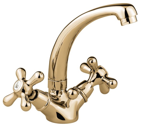 Emmevi Deco Classic, двухвентильный смеситель для раковины (излив 13 см), с донным клапаном, цвет бронза 12913/BR