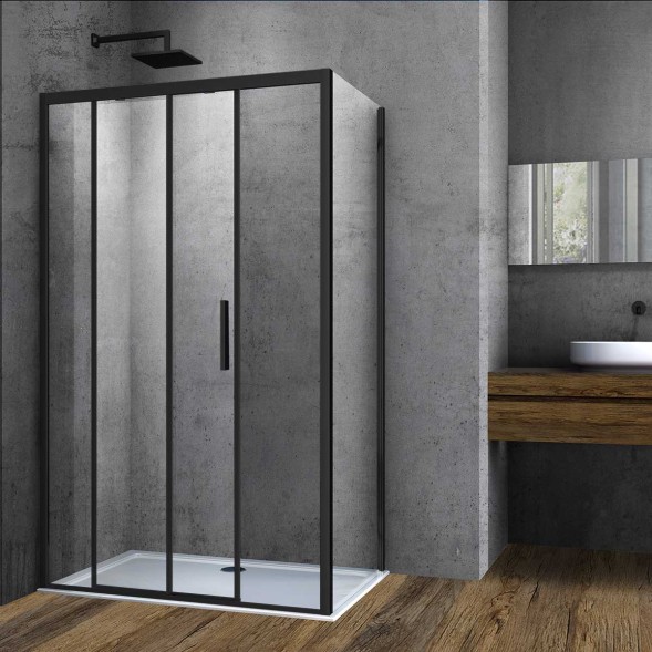 Vincea Душевой уголок Софт (Soft) VSR-3SO9013CLB, 1300*900, черный, стекло прозрачное