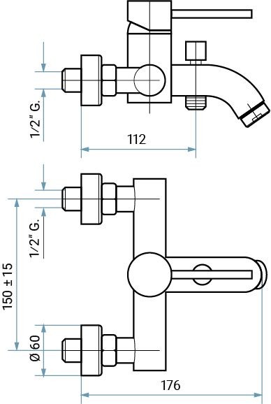 Emmevi Piper, однорычажный смеситель для ванны без набора для душа, цвет бронза 45001/BR