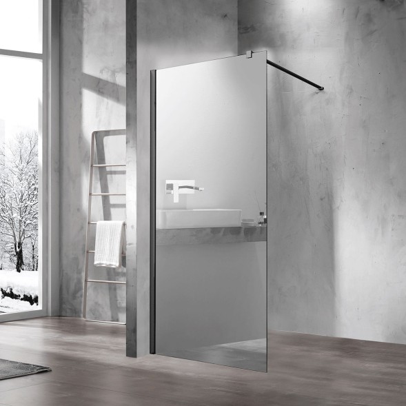 Vincea Душевая перегородка Волк-Ин (Walk-In) VSW-1H900MRB, 900*2000, черный матовый, стекло зеркальное
