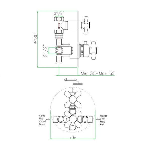 Смеситель для душа встраиваемый с термостатом Webert Armony AM970901015, хром