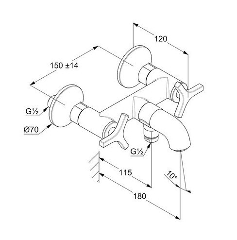 Смеситель KLUDI NOVA FONTE D?co 205400539 для ванны с изливом с подключением шланга