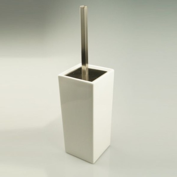 Stil Haus Urania, напольный керамический ёрш, цвет никель сатин - белая керамика