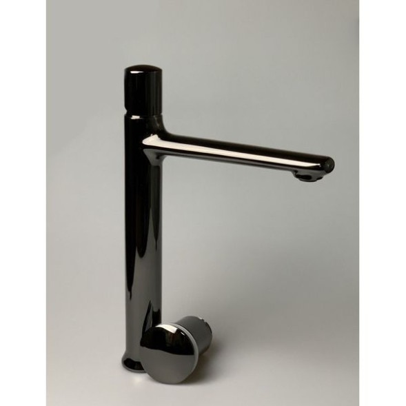 Daniel Fusion, высокий однорычажный смеситель для раковины (излив 18,5 см), с донным клапаном click-clack, цвет глянцевый черный хром