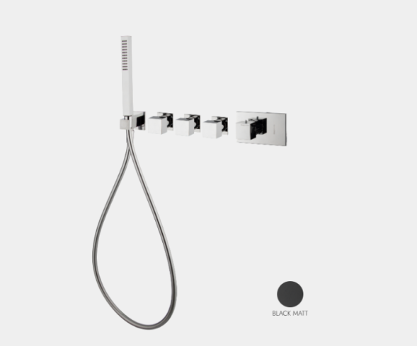 Смеситель для душа, Fima Carlo Frattini, Fimatherm, на 3 потребителя, цвет-черный матовый F3968X3NS