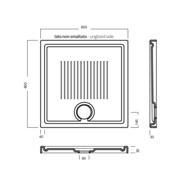 Поддон HATRIA LIF H3 SBY7A901 напольный или встраиваемый в пол 80х80х3 см цвет белый