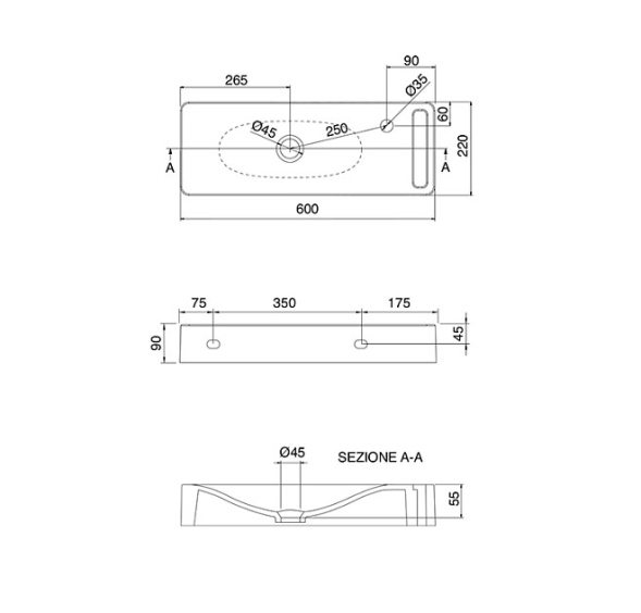 Раковина Scarabeo HUNG подвесная без перелива с одним отверстием с полотенцедержателем цвет белый 1511