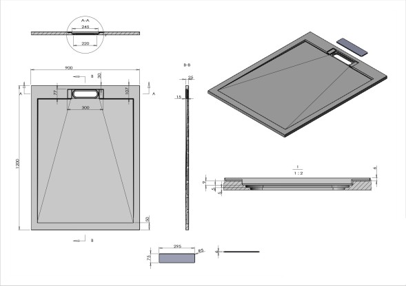 Vincea Поддон для душа из искусственного камня VST-4SRL9012W, 900*1200*25, белый матовый