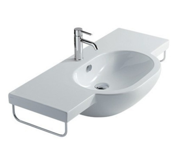 Раковина GALASSIA M2 5236 подвесная с тремя отверстиями с переливом цвет белый глянцевый