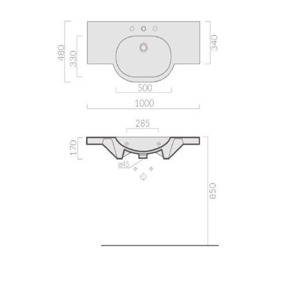 Раковина GALASSIA M2 5236 подвесная с тремя отверстиями с переливом цвет белый глянцевый