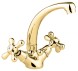 Emmevi Deco Classic, двухвентильный смеситель для раковины (излив 13 см), с донным клапаном, цвет золото 12913/OR