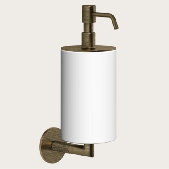 Gessi Дозатор для жидкого мыла, Anello, шгв 75*128*243, цвет дозатора брашированная бронза PVD#белый  63713#726