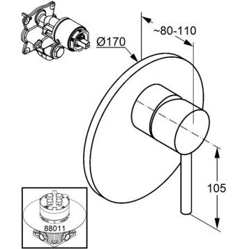 Смеситель KLUDI BOZZ BLACK 386553976 для душа встраиваемый внешняя часть