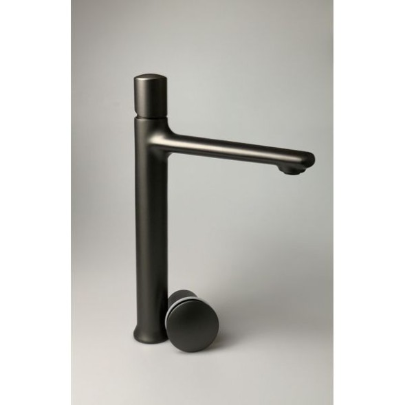 Daniel Fusion, высокий однорычажный смеситель для раковины (излив 18,5 см), с донным клапаном click-clack, цвет графит