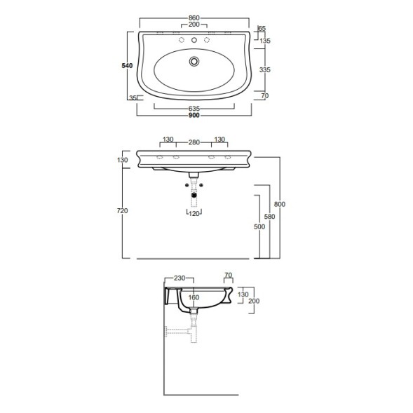 Раковина SIMAS LANTE подвесная или на тумбу с одним отверстием цвет белый LA11