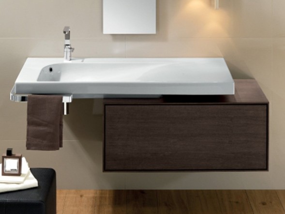 Раковина HATRIA GRANDANGOLO YXF401 подвесная или на тумбу с одним отверстием с переливом цвет белый