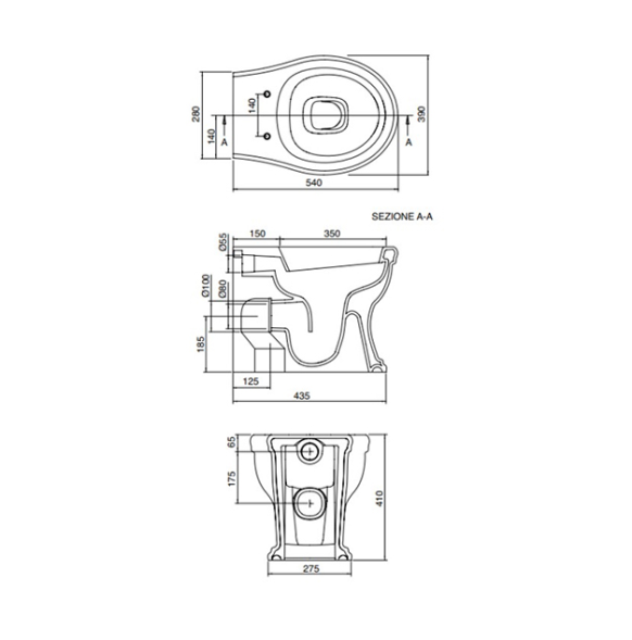 Унитаз Scarabeo Castellana напольный приставной цвет белый с антибактериальным и грязеотталкивающим покрытием BIOKER 5306 BK