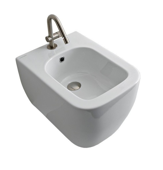 Биде Scarabeo TEOREMA 2.0 подвесное с одним отверстием цвет белый с антибактериальным и грязеотталкивающим покрытием BIOKER 5127 BK