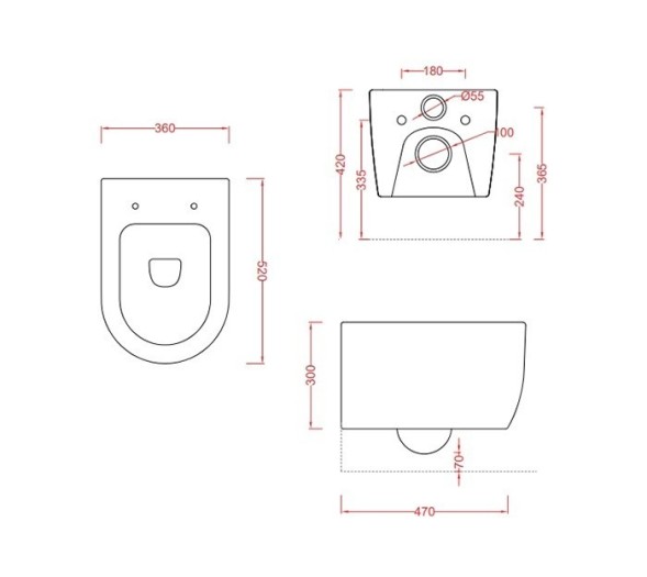 Унитаз Artceram Monet подвесной безободковый цвет черный матовый MNV001 17 00