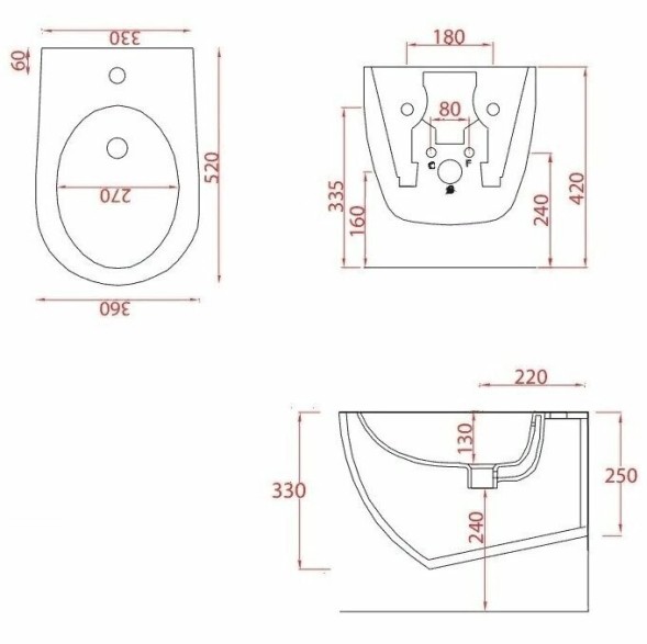 Биде Artceram File 2.0 подвесной  с одним отверстием матовый черный FLB001 17 00