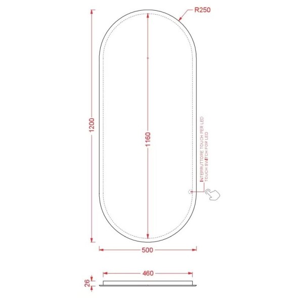 Зеркало Artceram Arco сенсорное с LED подсветкой ACS014