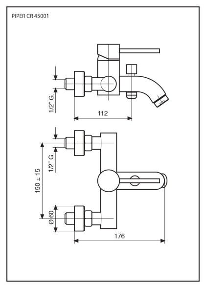 Emmevi Piper, однорычажный смеситель для ванны без набора для душа, цвет хром 45001/CR