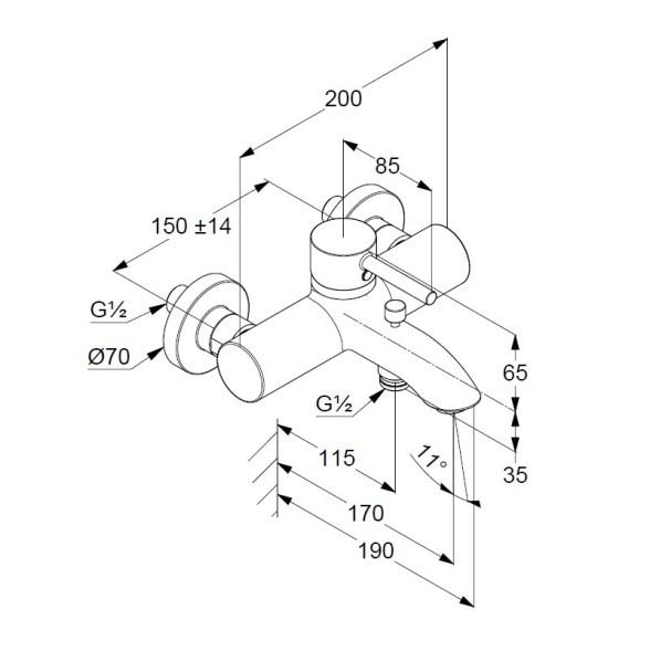 Смеситель KLUDI BOZZ BLACK 386913976 для ванны с изливом с подключением шланга