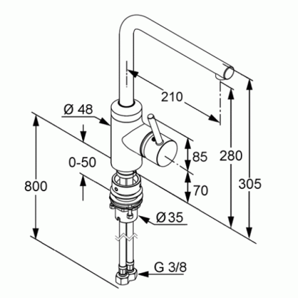 Смеситель KLUDI L-INE 428170577 для кухни