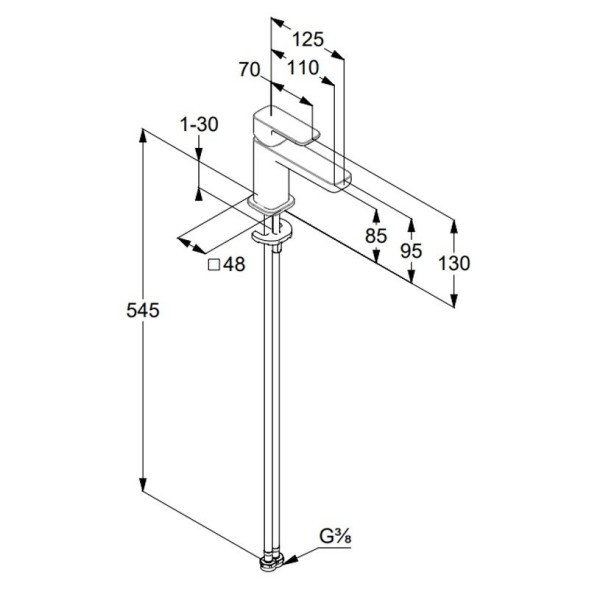 Смеситель KLUDI RENON 42290N275 для раковины на одно отверстие однорычажный без донного клапана