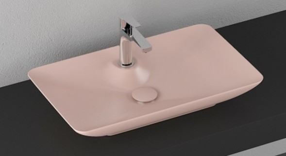 Раковина ISVEA SistemaY Clear накладная ШГВ 644*395*125 отверстия для смесителя 1 цвет лососевый матовый 10SY50065-2S