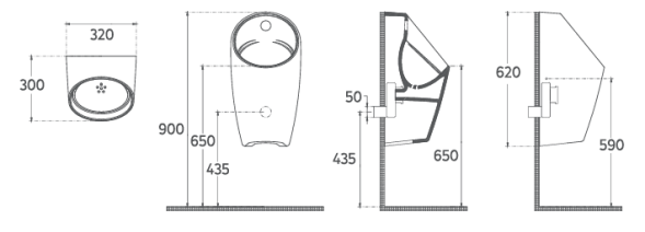 Писсуар сенсорный подвесной ISVEA Infinity белый глянцевый скрытый подвод воды сенсорный датчик автоматический слив в комплекте крепеж и сифон работает от батареи или от сети 10NF92001