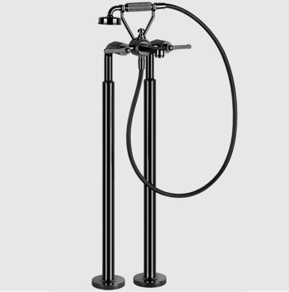 Gessi Смеситель для ванны и душа, VENTI20, напольный, цвет черный металл  65128#706