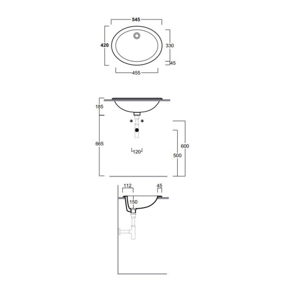 Раковина SIMAS LAVABI встраиваемая сверху без отверстий MARINE цвет белый S50P