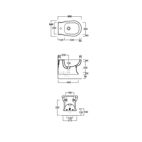 Биде SIMAS LONDRA подвесное с одним отверстием цвет белый LO919