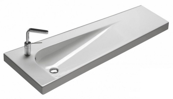 Раковина HATRIA GRANDANGOLO YXF501 подвесная или на тумбу с одним отверстием с переливом цвет белый