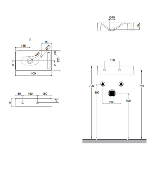 Раковина Scarabeo HUNG подвесная без перелива с одним отверстием с полотенцедержателем цвет белый 1513