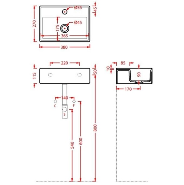 Раковина Artceram Scalino подвесная/накладная с одним отверстием цвет белый  SCL0050100