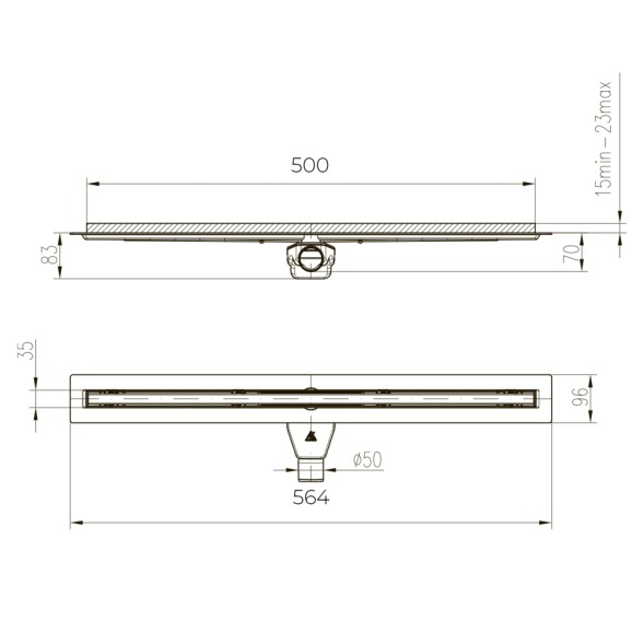 Paini Душевой лоток Slim Line 500 мм D50, черный матовый