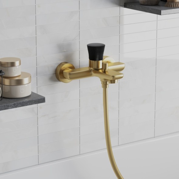 Paini 18PJ111PZ Смеситель для ванны Домус , брашированные золото/чёрный