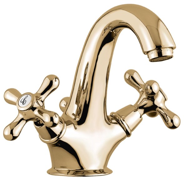Emmevi Deco Classic, двухвентильный смеситель для раковины (излив 14,5 см), с донным клапаном, цвет бронза 12013/BR