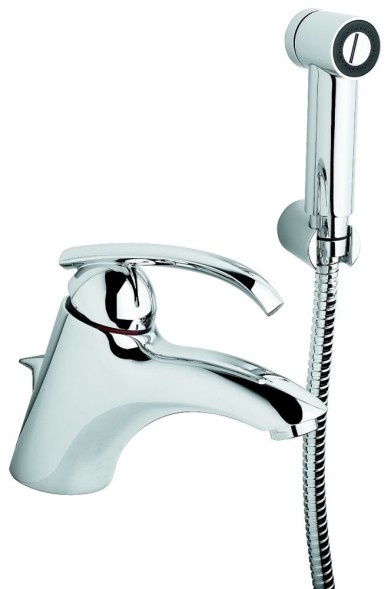 Emmevi Ramses, смеситель с донным клапаном и боковым душем для раковины, цвет хром 72063CR