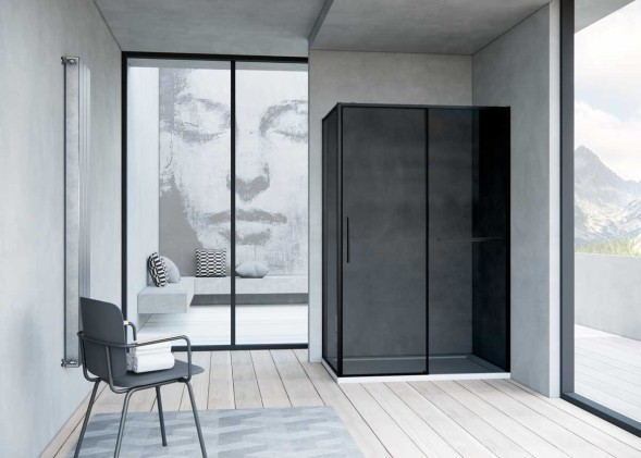 Vincea Душевой уголок Слим Софт (Slim Soft) VSR-1SS9012CGB, 1200*900, черный, стекло тонированное