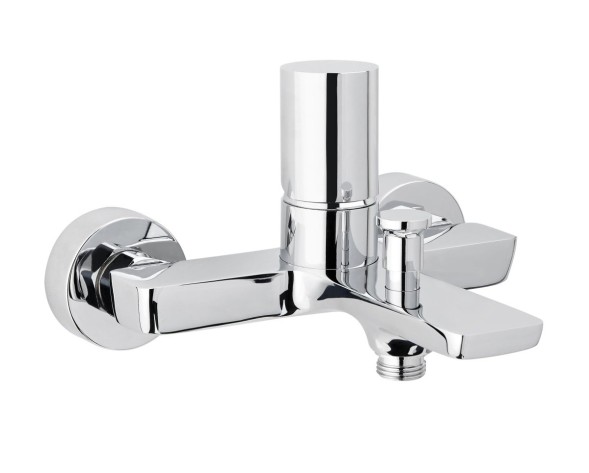 AQG Tube, однорычажный смеситель для ванны (излив 16,3 см), без набора для душа, цвет хром-черный матовый