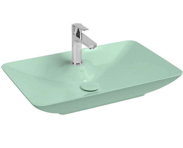 Раковина ISVEA SistemaY Clear накладная ШГВ 644*395*125 отверстия для смесителя 1 цвет мятно зеленый матовый 10SY50065-2T